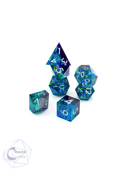 Dark Nebula 7-piece Sharp Edged Resin Dice Set