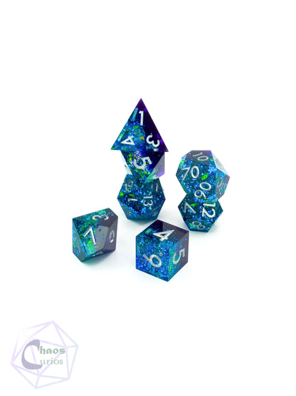 Dark Nebula 7-piece Sharp Edged Resin Dice Set