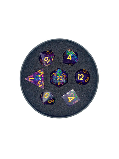 Galaxy 7-piece Sharp Edged Resin Dice Set