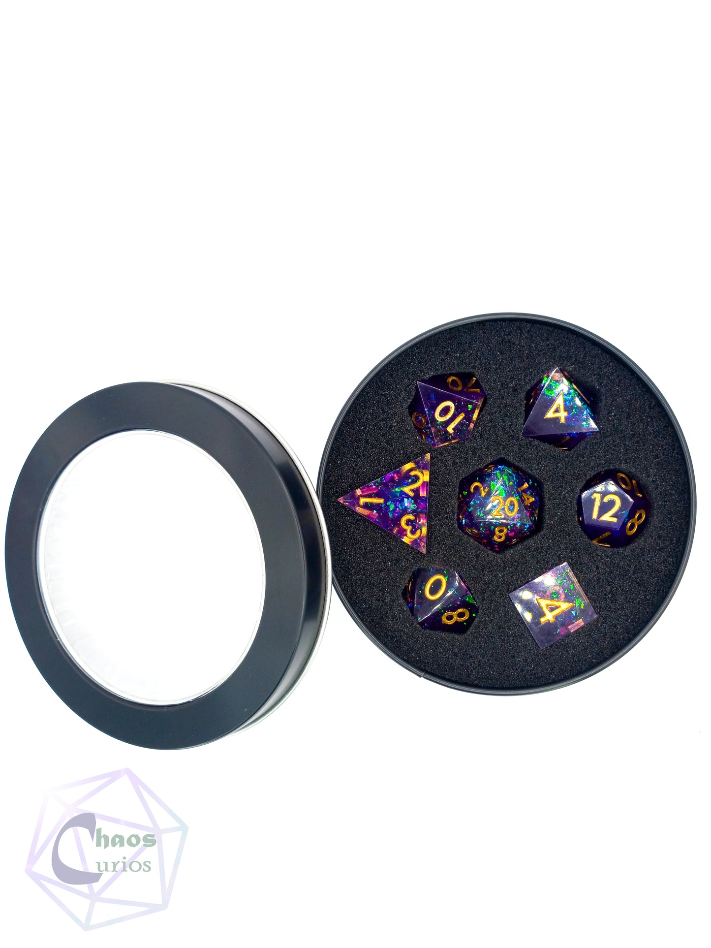 Galaxy 7-piece Sharp Edged Resin Dice Set