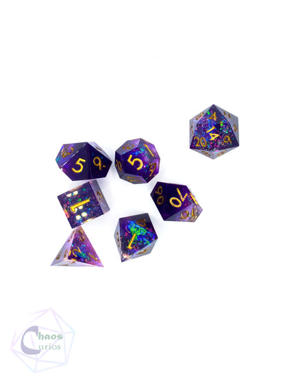 Galaxy 7-piece Sharp Edged Resin Dice Set