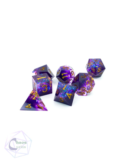 Galaxy 7-piece Sharp Edged Resin Dice Set