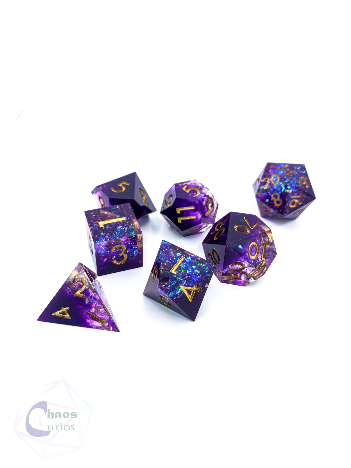 Galaxy 7-piece Sharp Edged Resin Dice Set