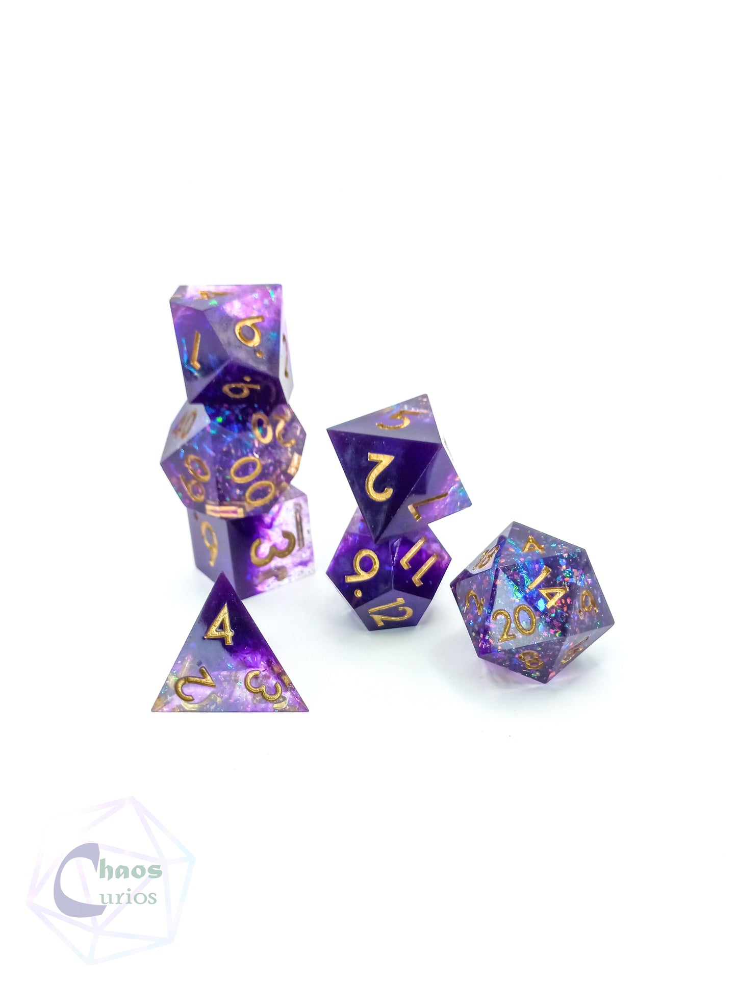 Galaxy 7-piece Sharp Edged Resin Dice Set