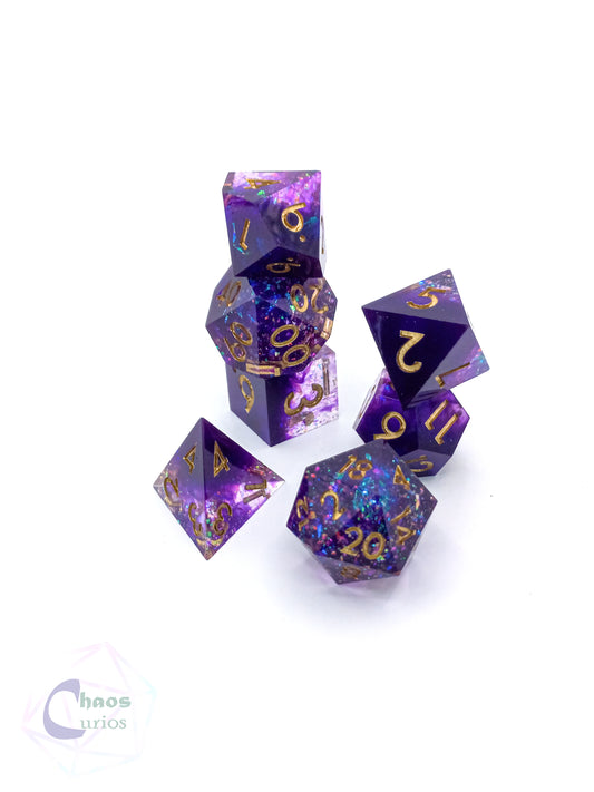 Galaxy 7-piece Sharp Edged Resin Dice Set