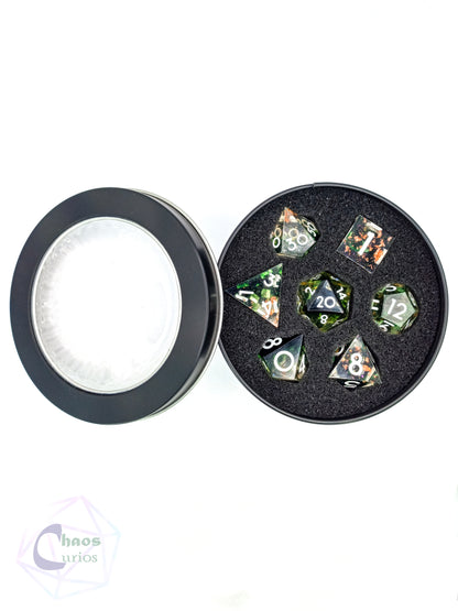 Druid's Forest 7-piece Sharp Edged Resin Dice Set