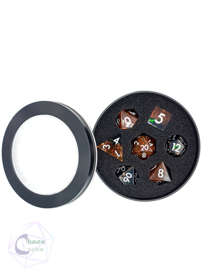 Fireball 7-piece Sharp Edged Resin Dice Set