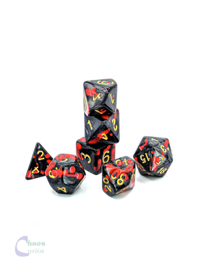 Black Blood Splattered 7-piece Dice Set