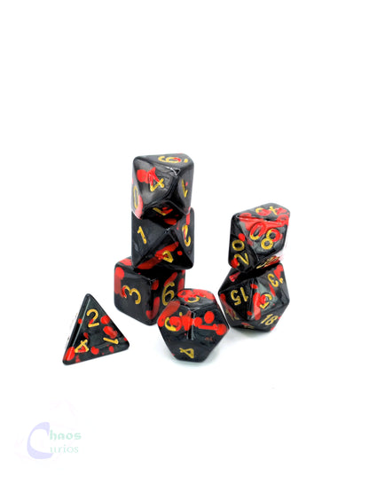 Black Blood Splattered 7-piece Dice Set