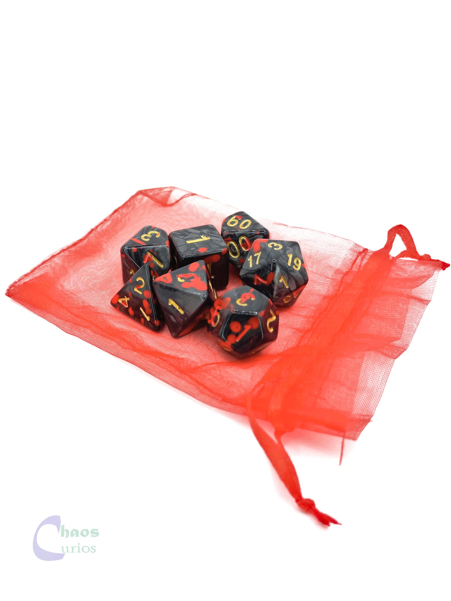 Black Blood Splattered 7-piece Dice Set