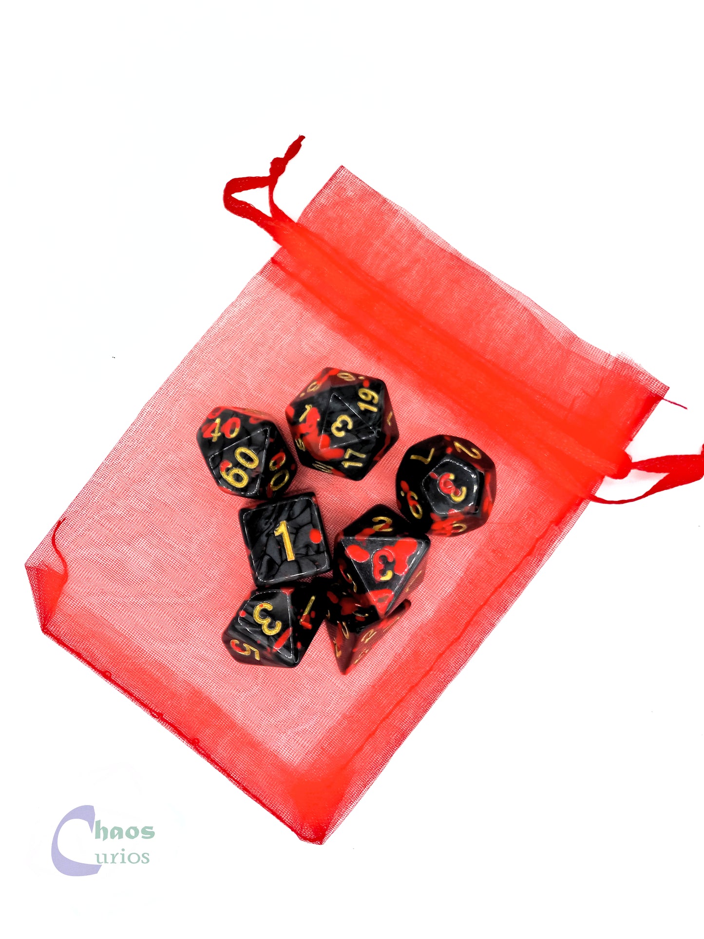 Black Blood Splattered 7-piece Dice Set