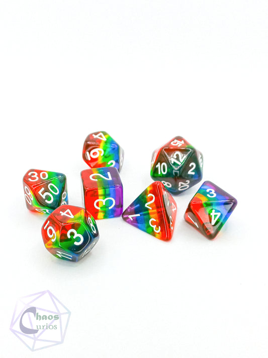 Rainbow Layered 7-piece Resin Dice Set