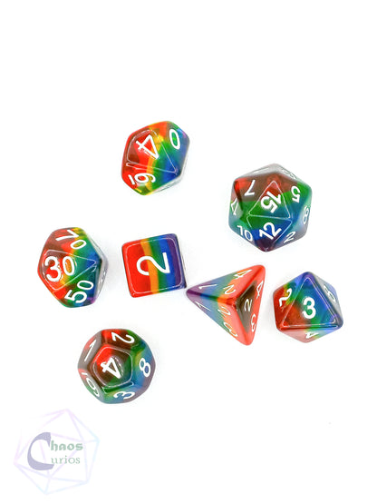 Rainbow Layered 7-piece Resin Dice Set