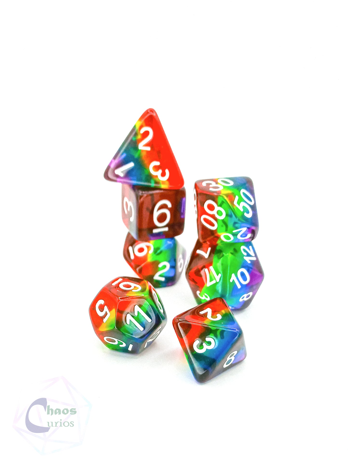 Rainbow Layered 7-piece Resin Dice Set