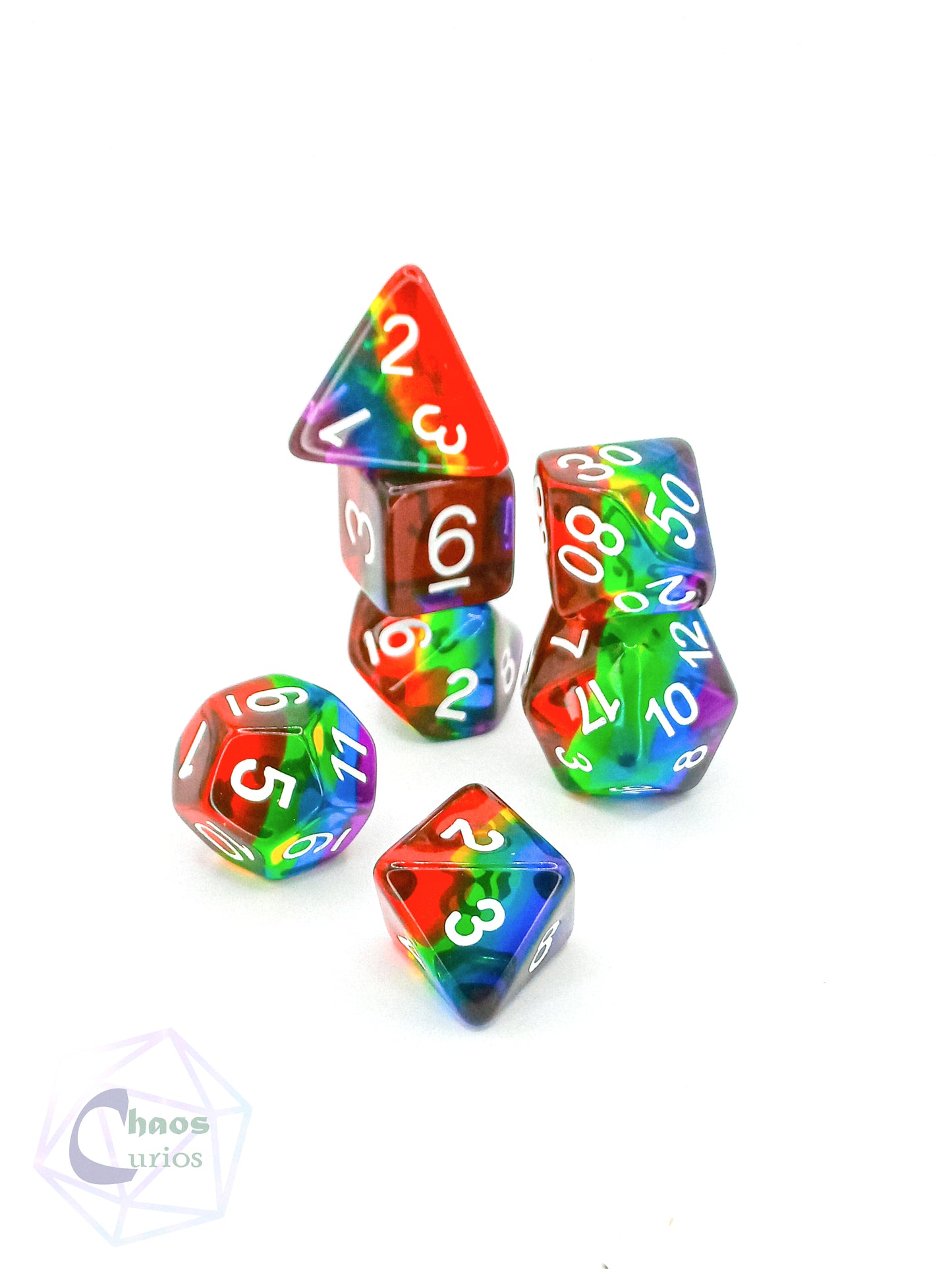 Rainbow Layered 7-piece Resin Dice Set