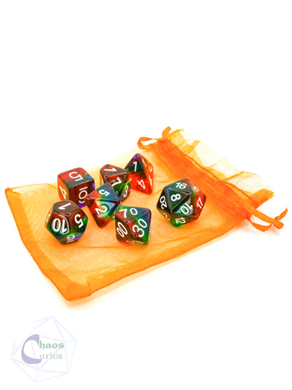 Rainbow Layered 7-piece Resin Dice Set