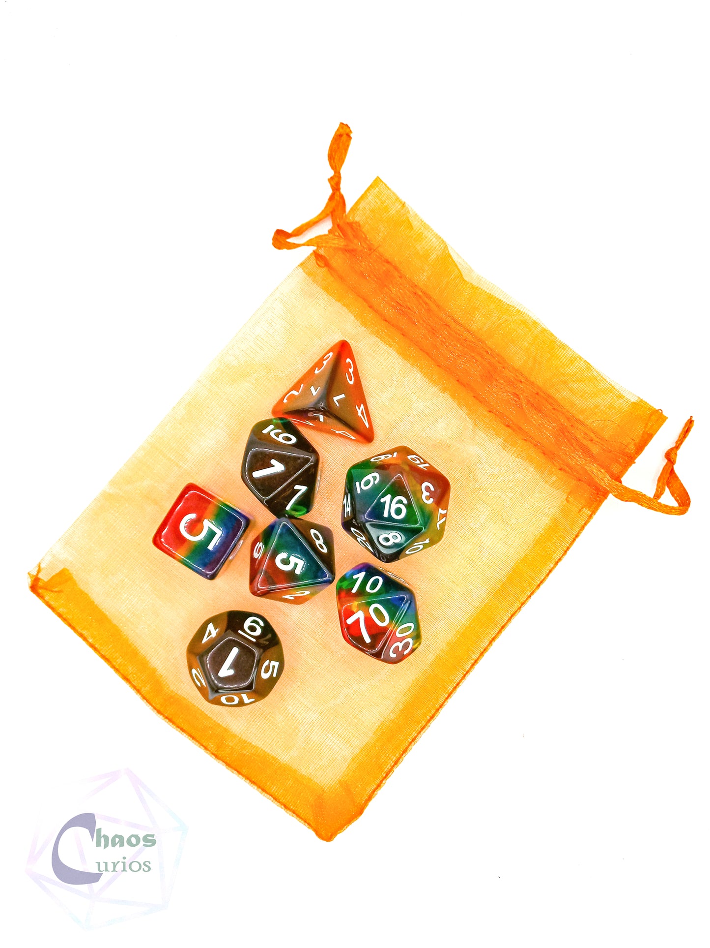 Rainbow Layered 7-piece Resin Dice Set