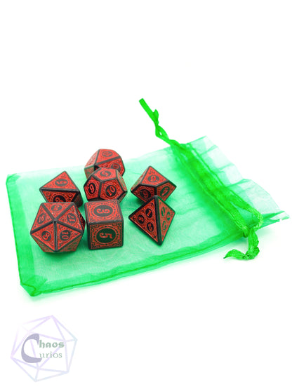 Red Black Glyph 7-piece Dice Set