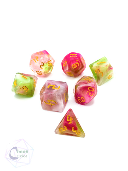 Pink Jade 7-piece Dice Set