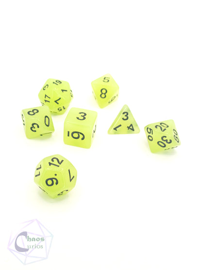 Glow in the Dark 7-piece Dice Set