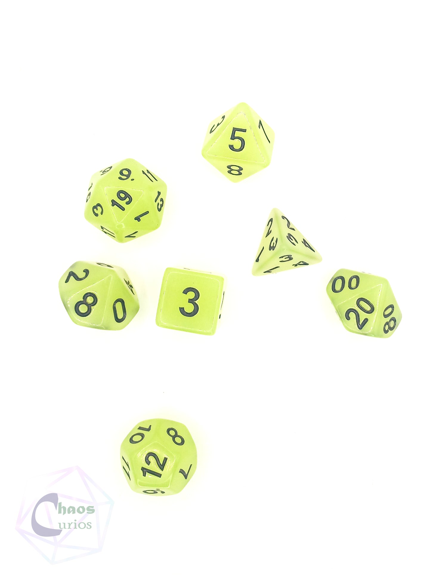 Glow in the Dark 7-piece Dice Set