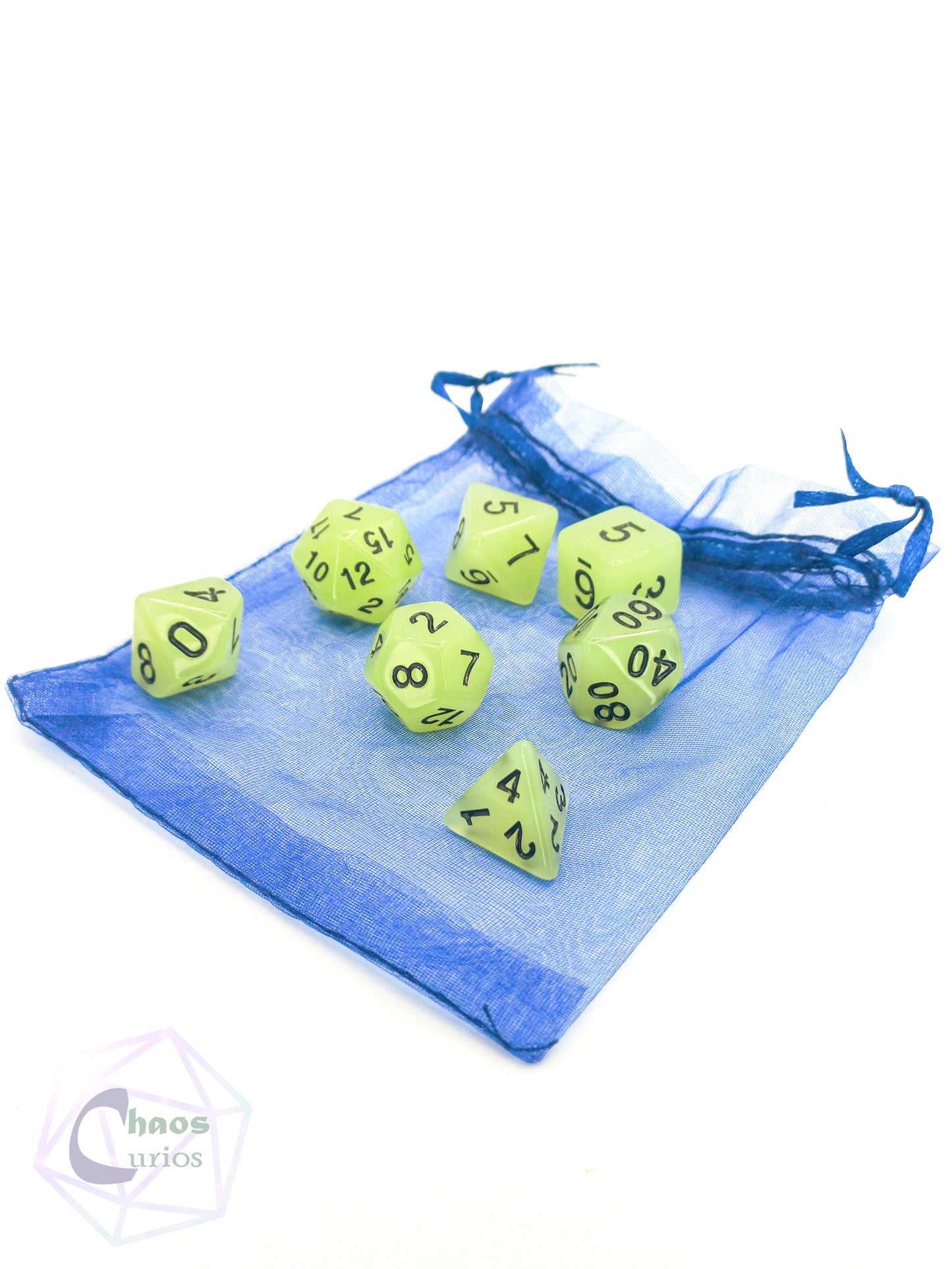 Glow in the Dark 7-piece Dice Set