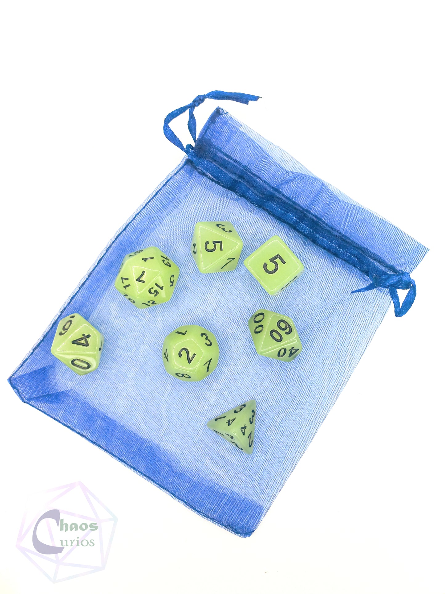 Glow in the Dark 7-piece Dice Set