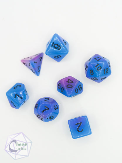 Purple Glow in the Dark 7-piece Dice Set