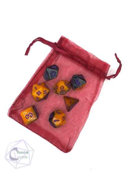 Purple Black Orange Carnival 7-piece Dice Set