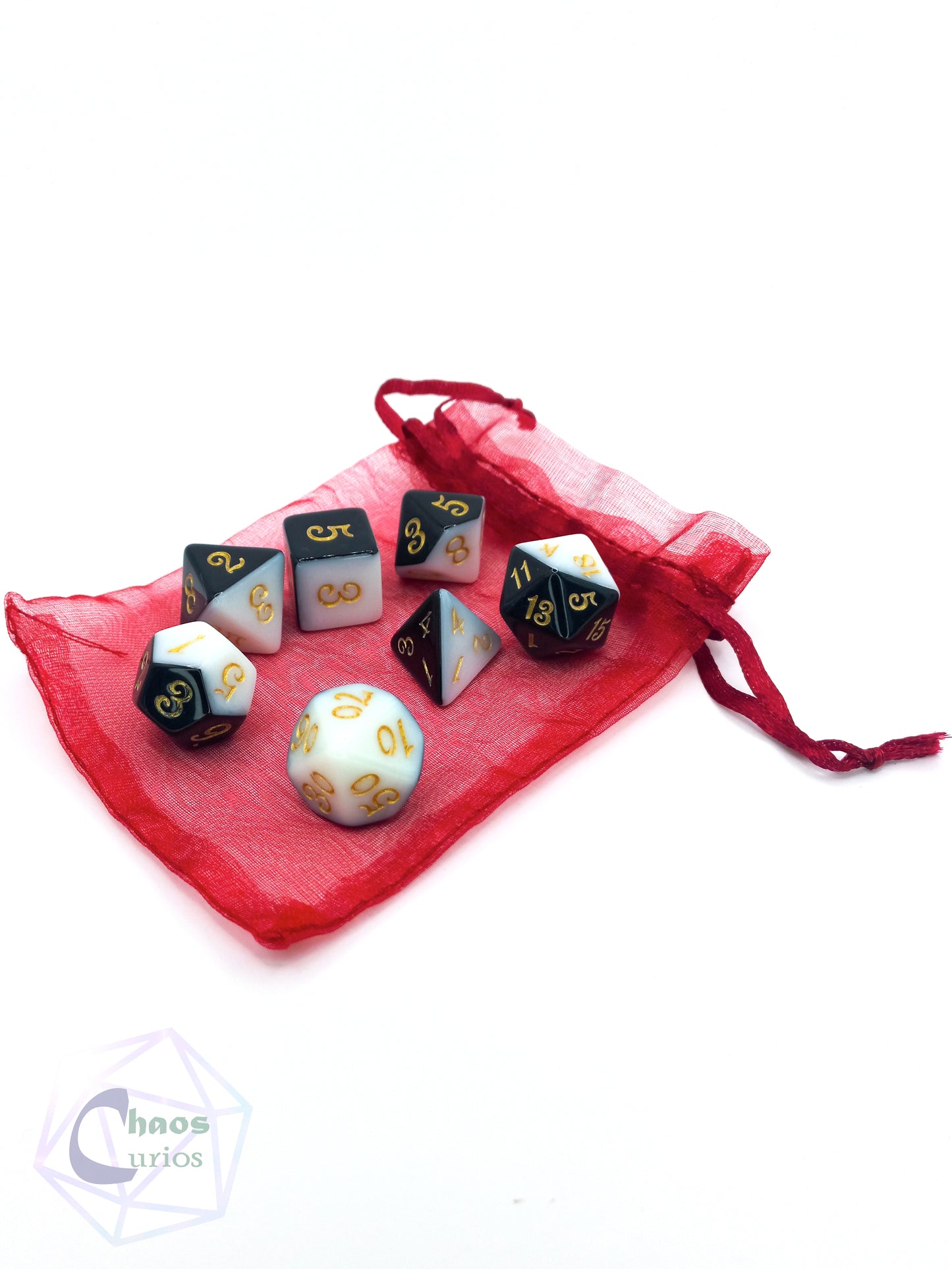 Black White Carnival 7-piece Dice Set