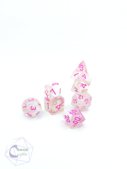 Pink Swirls 7-piece Dice Set