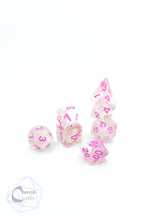 Pink Swirls 7-piece Dice Set
