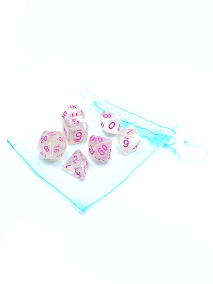 Pink Swirls 7-piece Dice Set