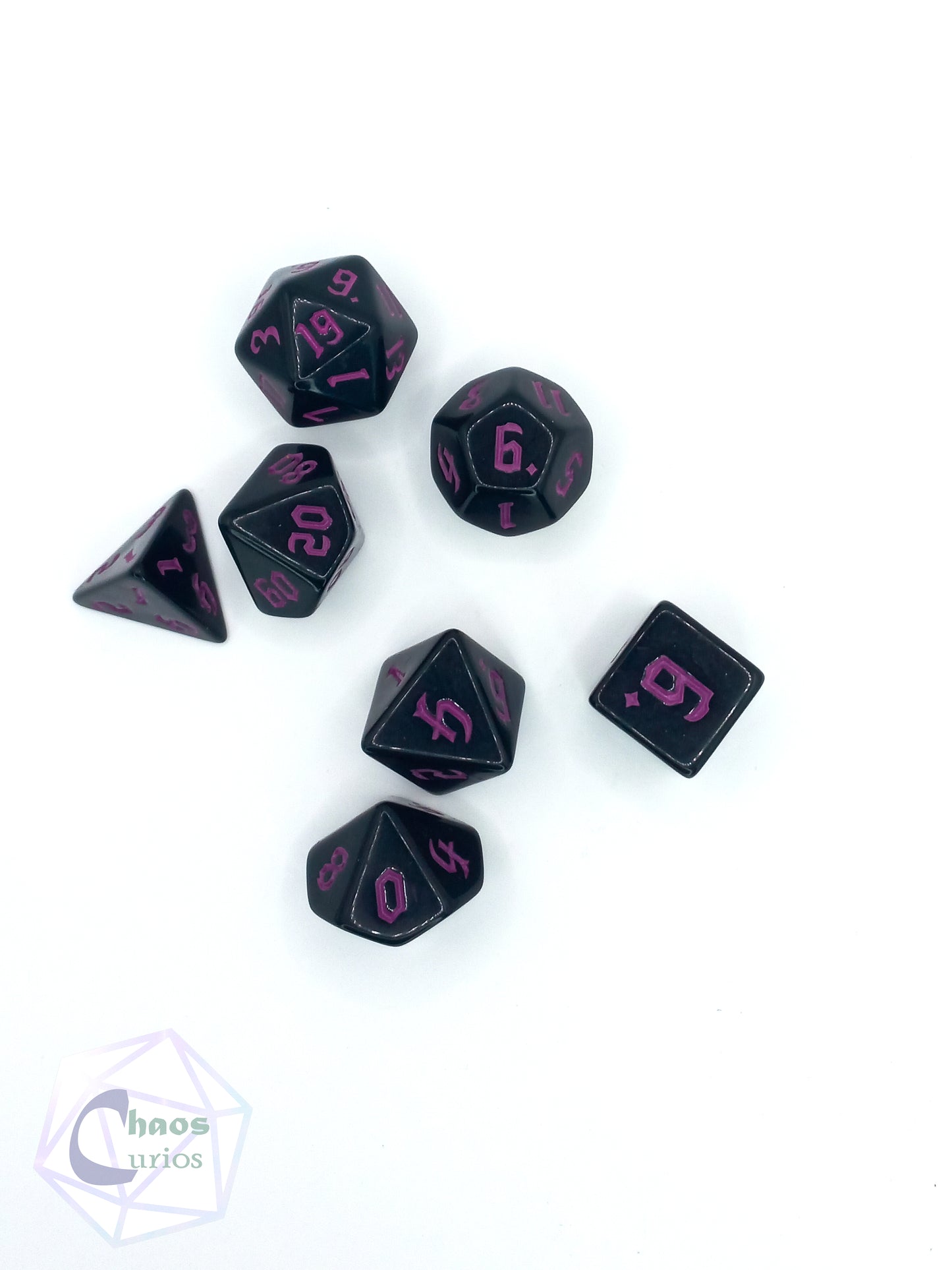 Black Purple Chaos 7-piece Dice Set