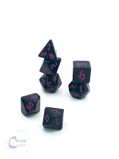 Black Purple Chaos 7-piece Dice Set