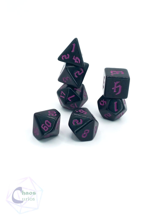 Black Purple Chaos 7-piece Dice Set