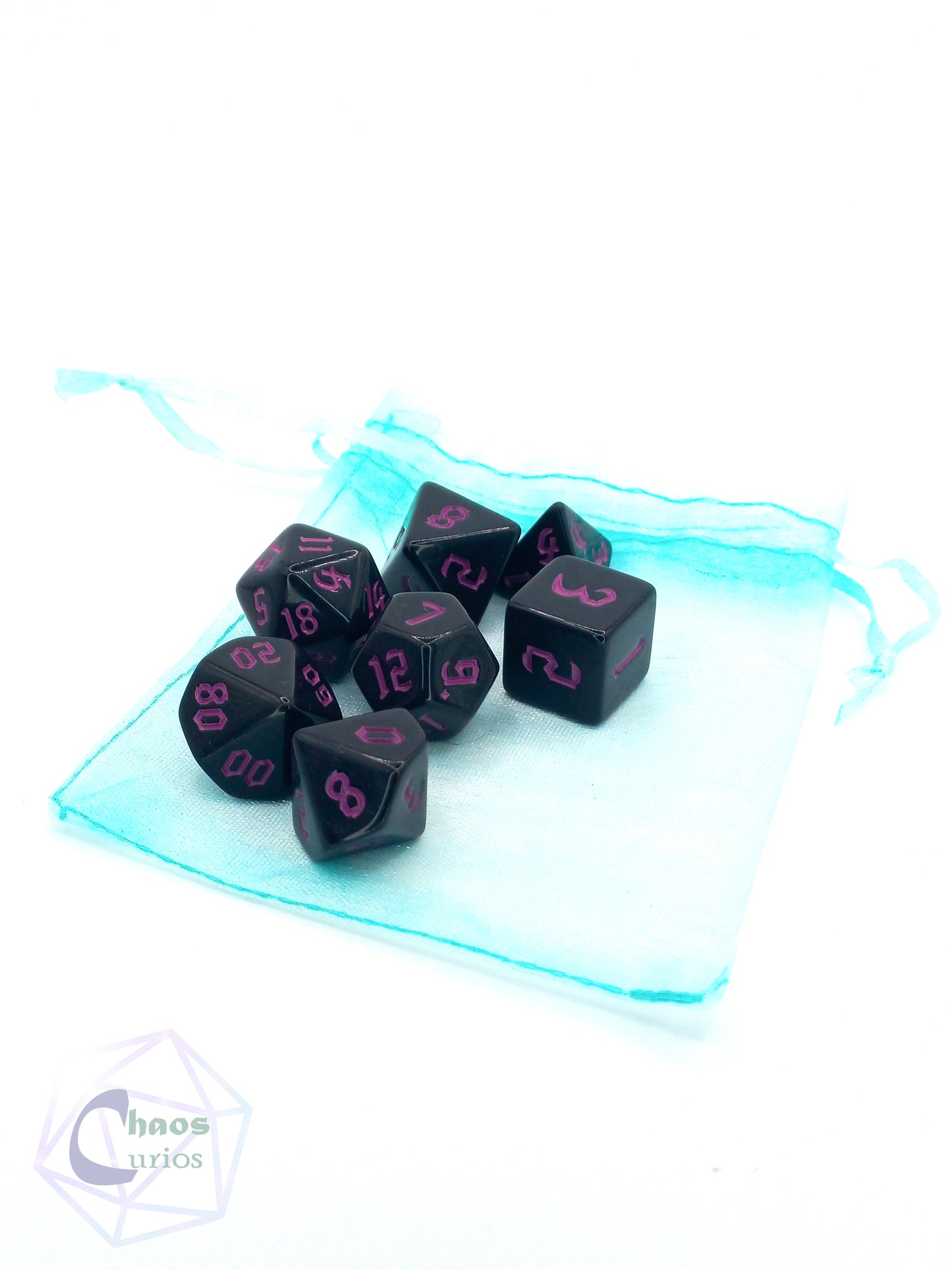 Black Purple Chaos 7-piece Dice Set