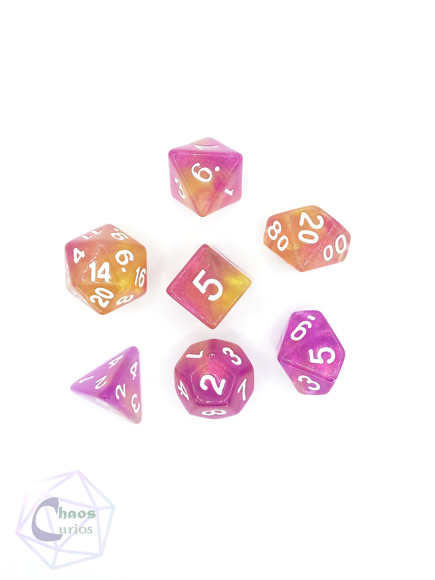 Pink Mermaid Tales 7-piece Dice Set