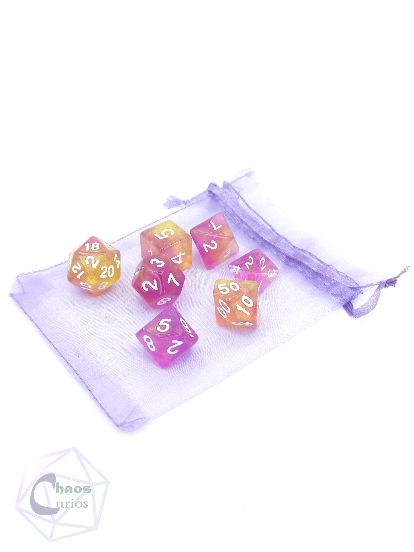 Pink Mermaid Tales 7-piece Dice Set