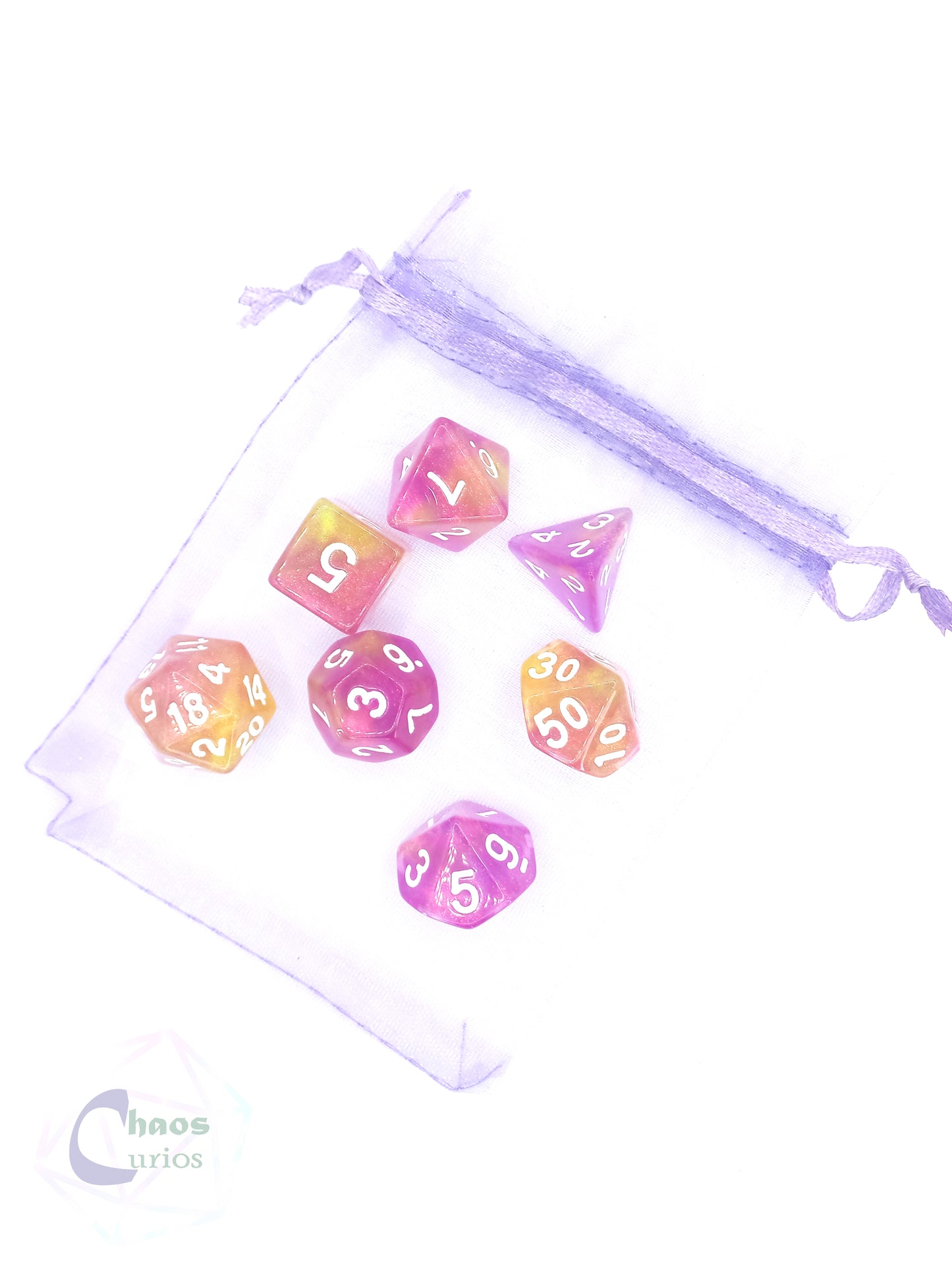 Pink Mermaid Tales 7-piece Dice Set