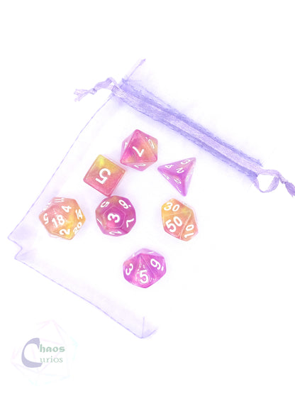 Pink Mermaid Tales 7-piece Dice Set