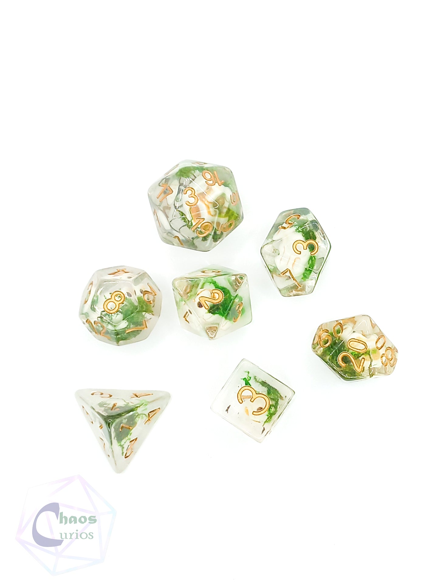 Mossy Grave 7-piece Resin Dice Set