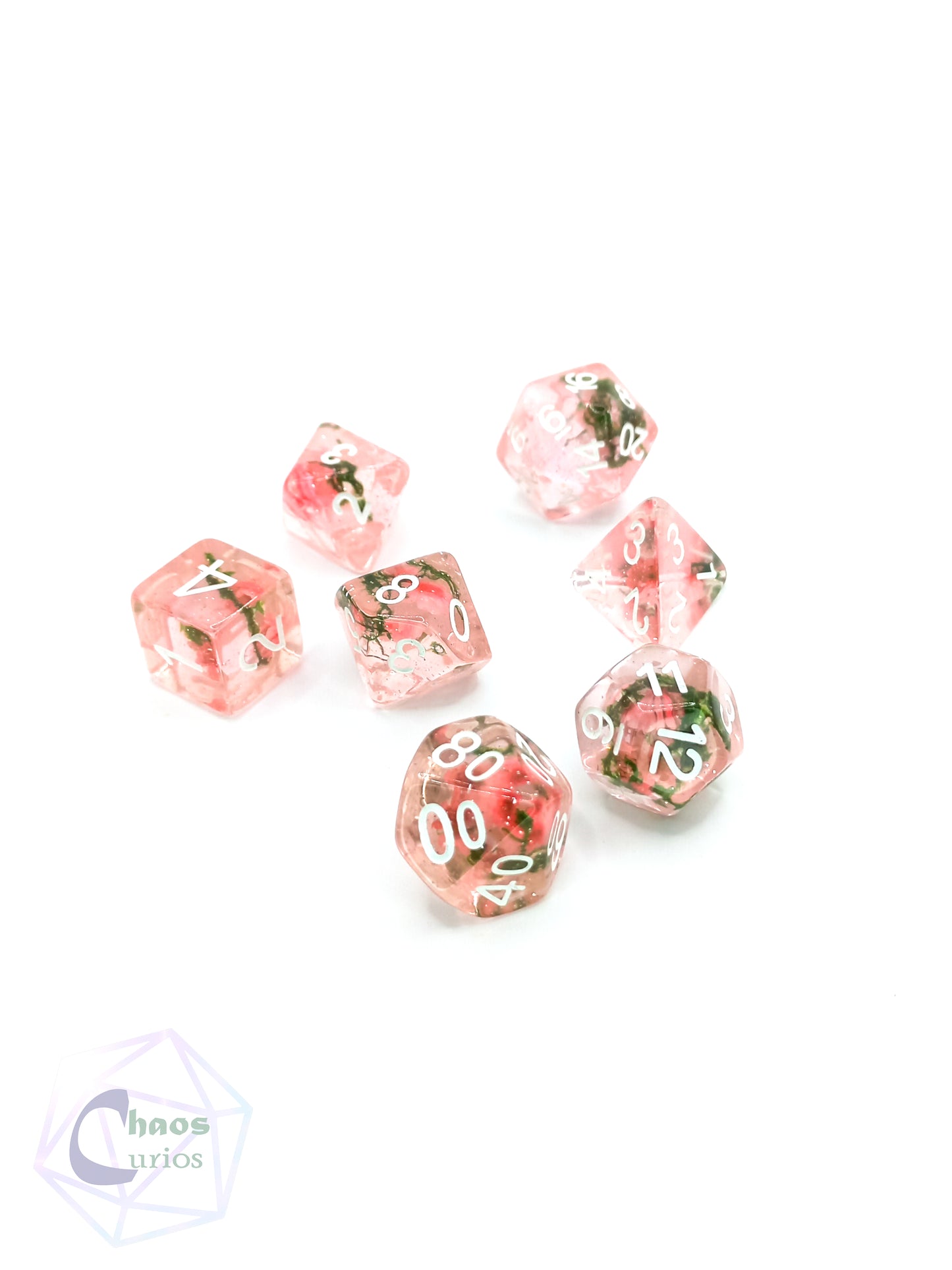 Roses 7-piece Resin Dice Set