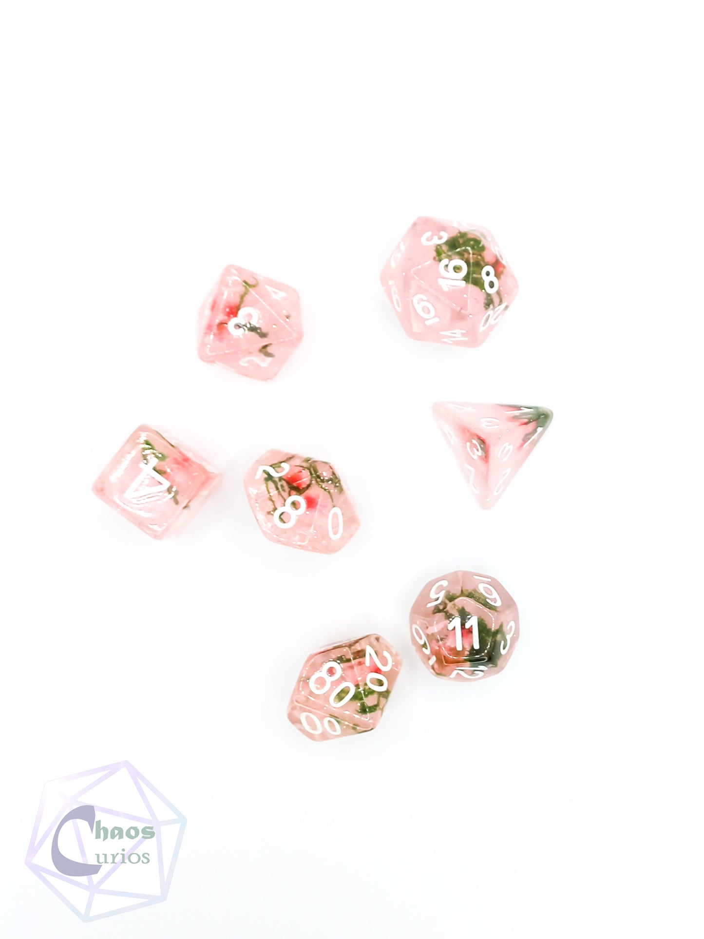 Roses 7-piece Resin Dice Set