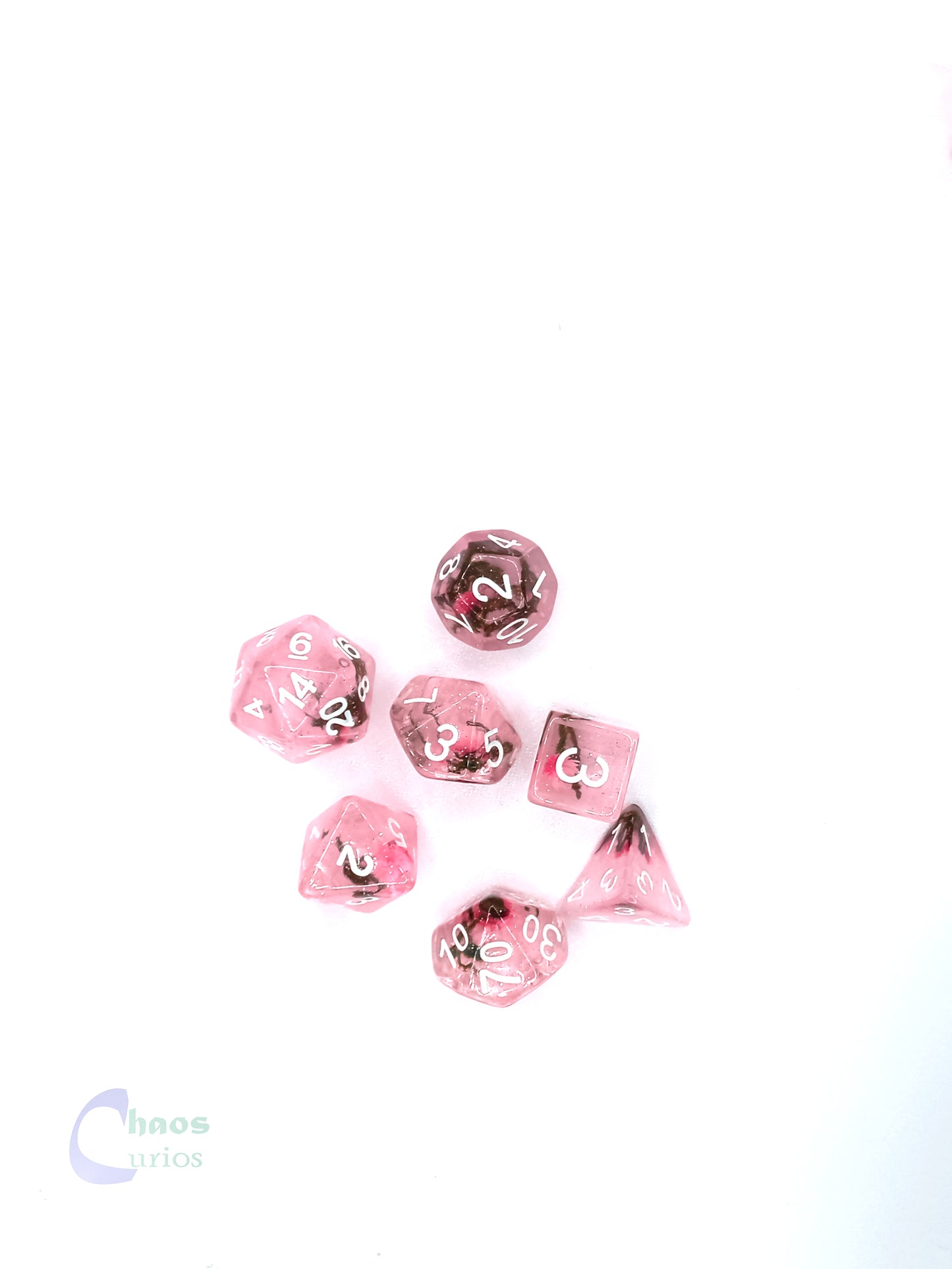 Roses 7-piece Resin Dice Set