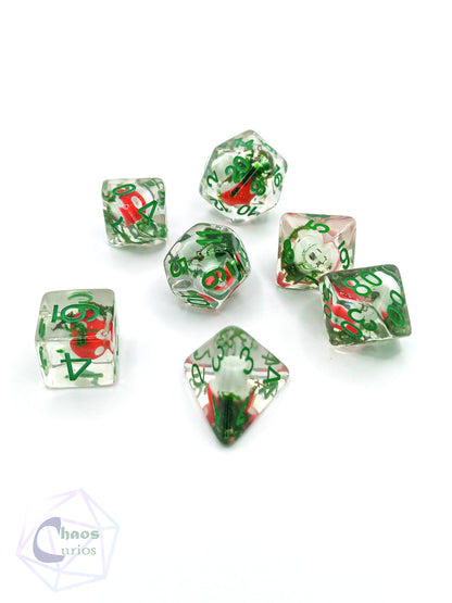 Red Toadstool 7-piece Resin Dice Set