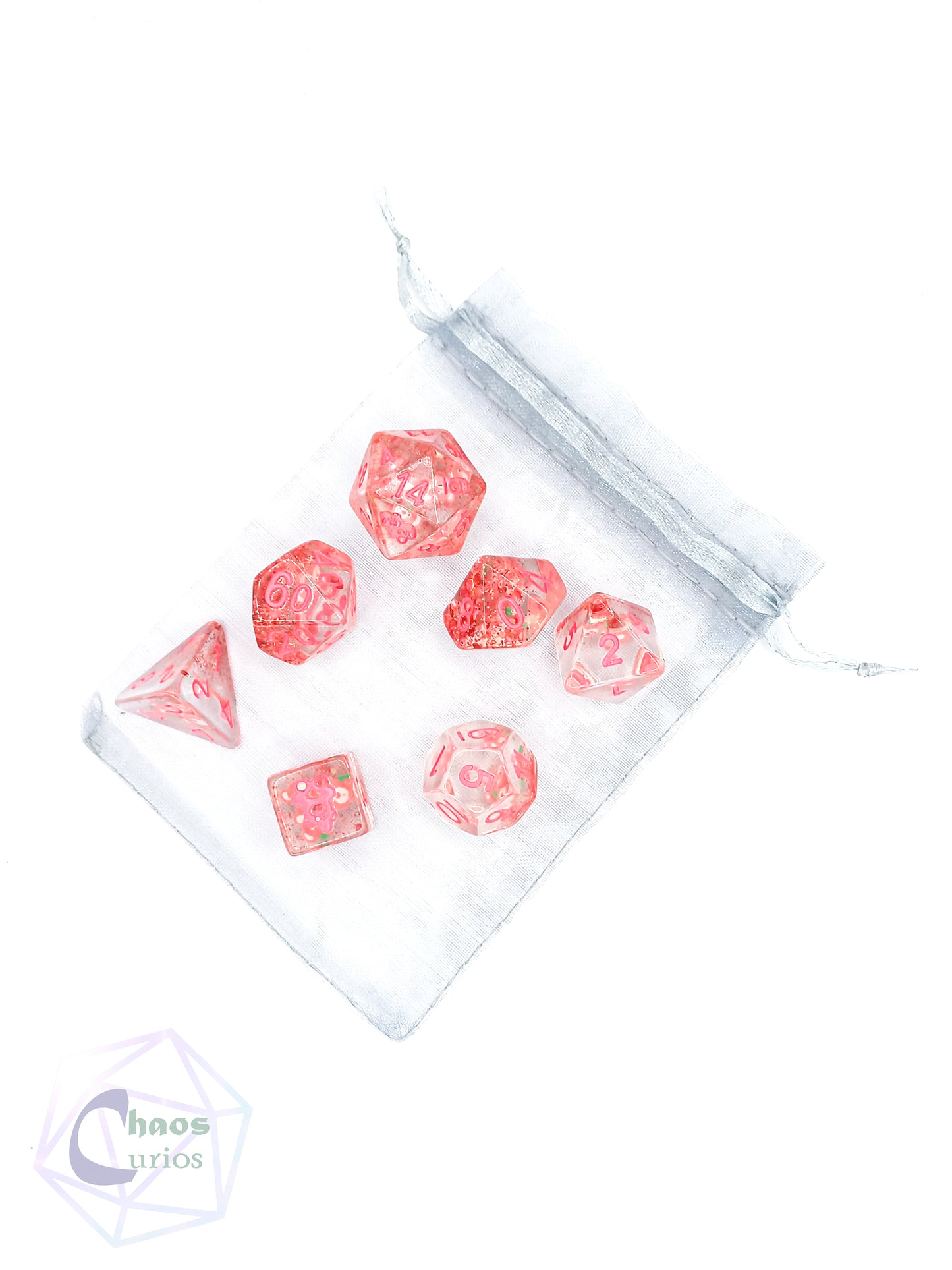 Strawberry Bear 7-piece Resin Dice Set