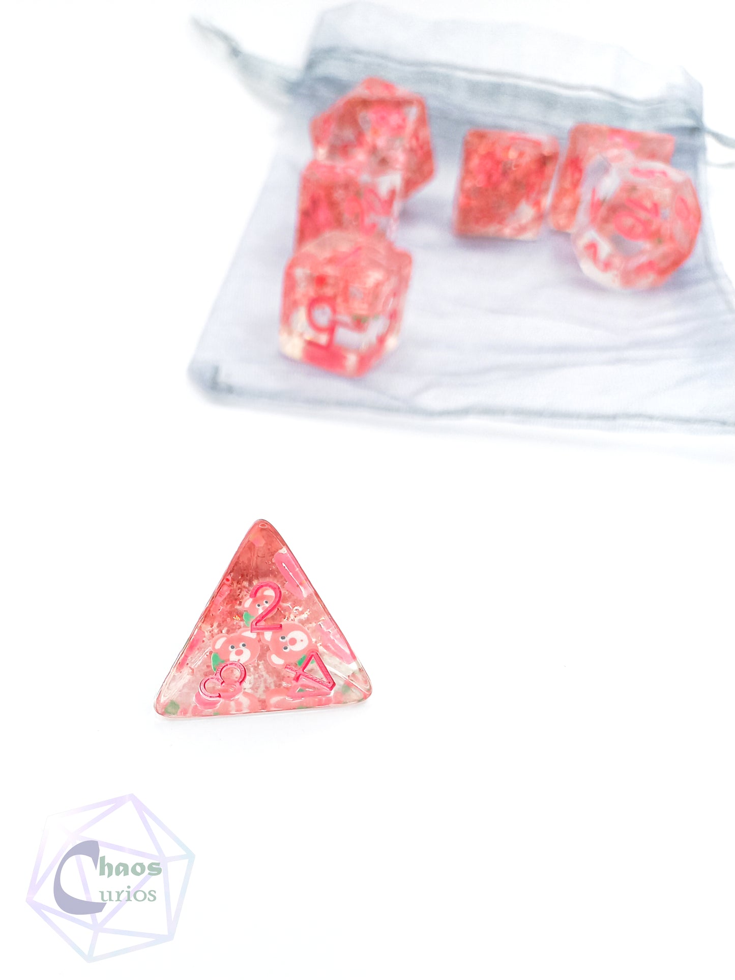 Strawberry Bear 7-piece Resin Dice Set