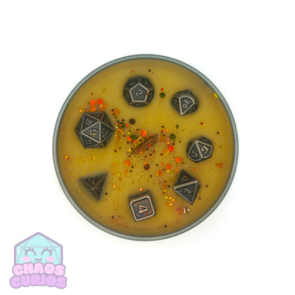 Artificer, RPG Character Candle, RPG Dice Candle, Wooden Wick, Egyptian Amber Scented, Roleplay Candle, Dice Wax Melts, 35+ Hours