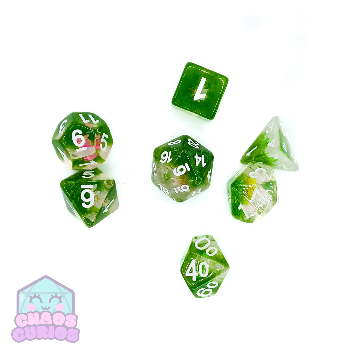 Feywild Flower Field 7-piece Resin Dice Set